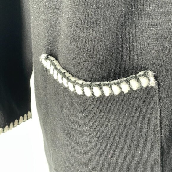 Zara NWT Black White Trim Sweater Knit Long Line Open Front Jacket Cardigan M - Picture 5 of 8